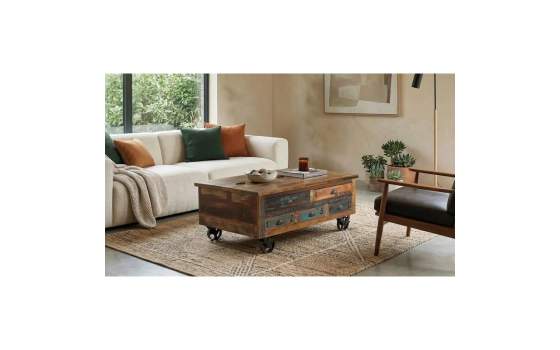 Mesa Centro 5 Cajones Arcon y Ruedas Vintage Colores Artsas
