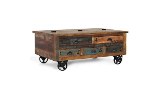 Mesa Centro 5 Cajones Arcon y Ruedas Vintage Colores Artsas