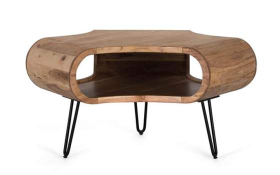 Mesa Centro Acacia y Acero Diseño Moderno Aniaya