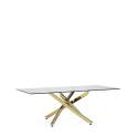 Mesa Centro Acero Inoxidable Oro y Cristal Serie Aberlin