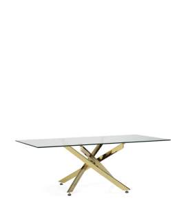 Mesa Centro Acero Inoxidable Oro y Cristal Serie Aberlin