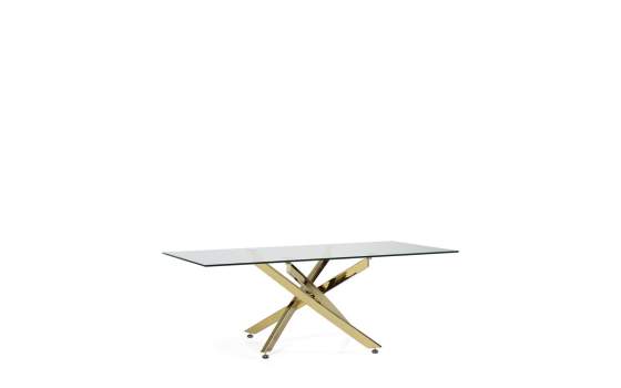 Mesa Centro Acero Inoxidable Oro y Cristal Serie Aberlin