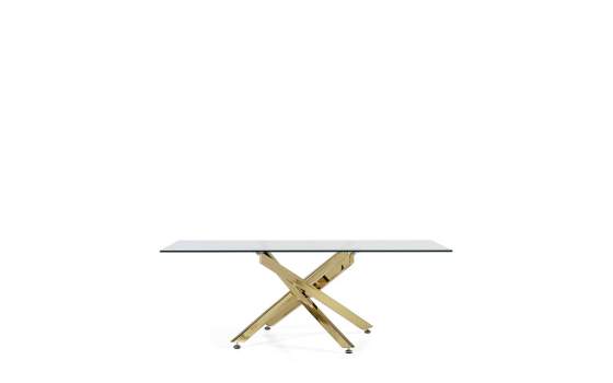 Mesa Centro Acero Inoxidable Oro y Cristal Serie Aberlin