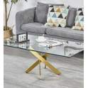 Mesa Centro Acero Inoxidable Oro y Cristal Serie Aberlin