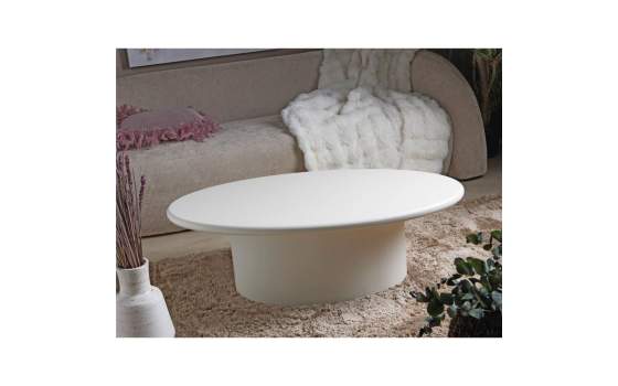 Mesa Centro Baja Actual Ovalada Color Blanco Makalani