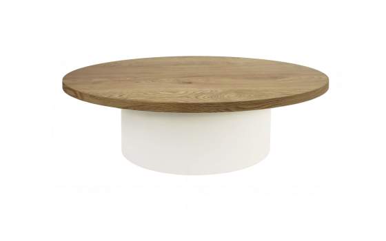 Mesa Centro Baja Bicolor Ovalada Blanco Madera Makalani