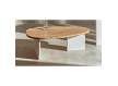 Mesa Centro Baja Moderna Bicolor Blanca y Fresno Makalani