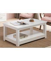 Mesa Centro Baja Pino Macizo Blanco Serie Aranys