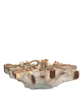 Mesa Centro Baja Rectangular Tronco Macizo de Teca Serie Arestar