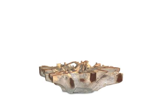 Mesa Centro Baja Rectangular Tronco Macizo de Teca Serie Arestar