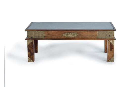 Mesa Centro Ceramica Bronce Repujado Oriental Serie Aichen