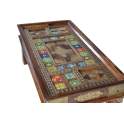 Mesa Centro Ceramica Bronce Repujado Oriental Serie Aichen
