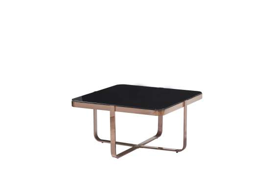 Mesa Centro Cuadrada Acero Inoxidable Oro Cristal Negro Acerlins