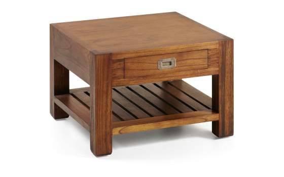 Mesa Centro Cuadrada Colonial Star 1 Cajones 1 Estante