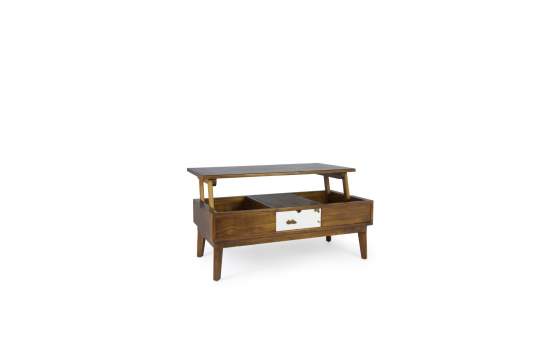 Mesa Centro Elevable Bicolor Estilo Colonial Serie Nordik