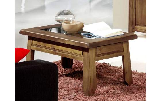 Mesa Centro Elevable Cristal Rustica Lagar