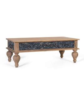 Mesa Centro Estilo Oriental Tallada Patas Gruesas Alsava