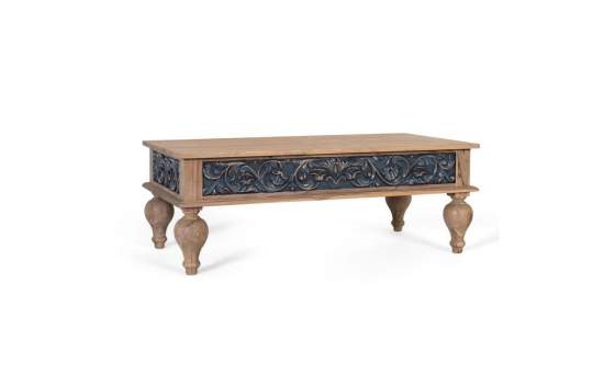 Mesa Centro Estilo Oriental Tallada Patas Gruesas Alsava