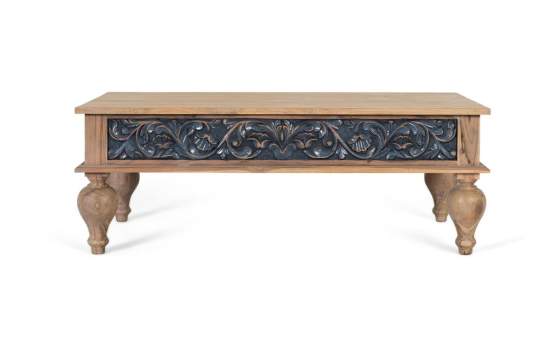 Mesa Centro Estilo Oriental Tallada Patas Gruesas Alsava