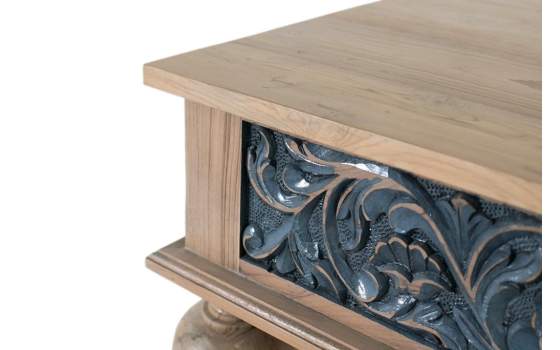 Mesa Centro Estilo Oriental Tallada Patas Gruesas Alsava