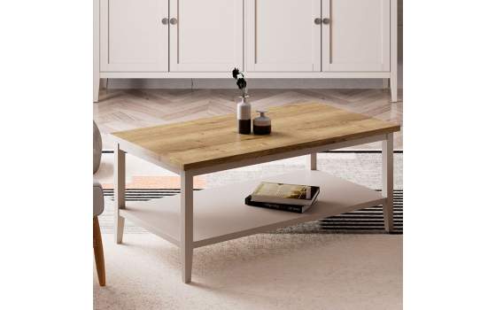 Mesa Centro Estilo Provenzal Color Perla Roble Adismu