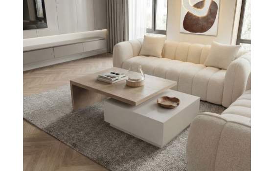 Mesa Centro Modernista Bicolor Extensible con Cajon Aigle