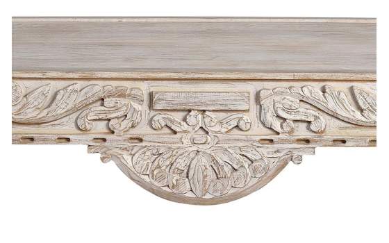 Mesa Centro Oriental Tallada Madera Maciza Blanca Amann