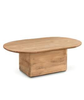 Mesa Centro Ovalada Madera Maciza Teca Natural Serie Eyre