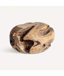 Mesa Centro Pequeña Redonda Tronco de Madera Dharm