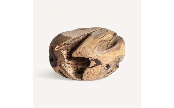 Mesa Centro Pequeña Redonda Tronco de Madera Dharm