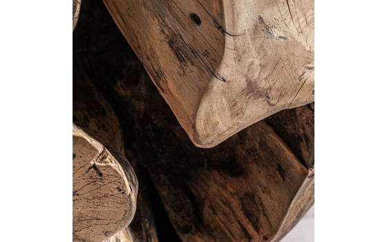 Mesa Centro Pequeña Redonda Tronco de Madera Dharm