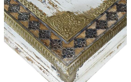Mesa Centro Rectangular Blanco Decape y Bronce Serie Amann
