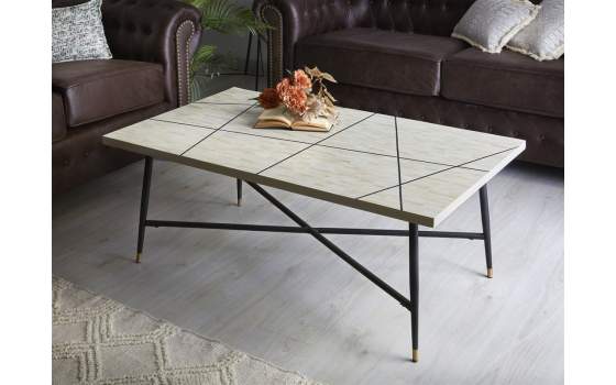 Mesa Centro Rectangular Hueso Estilo Contemporaneo Miska