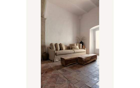 Mesa Centro Rectangular Tronco Madera Rustica Dharm