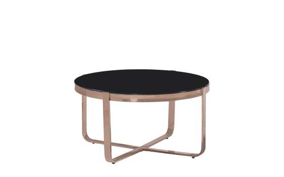 Mesa Centro Redonda Acero Inoxidable Oro Cristal Negro Acerlins