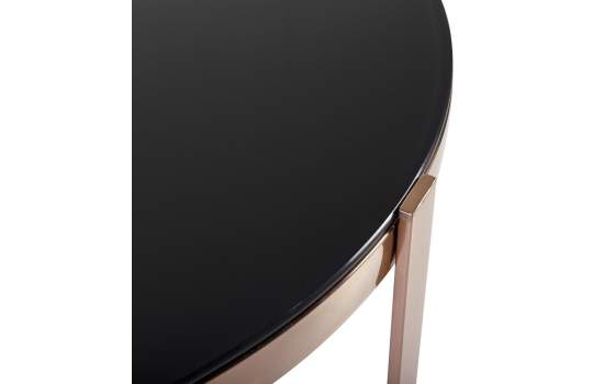 Mesa Centro Redonda Acero Inoxidable Oro Cristal Negro Acerlins