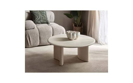 Mesa Centro Redonda Diseño Moderno Blanca Serie Tellus