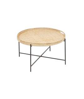 Mesa Centro Redonda Forja y Rattan Serie Airus