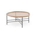 Mesa Centro Redonda Madera y Metal con Cristal - Serie Anlet