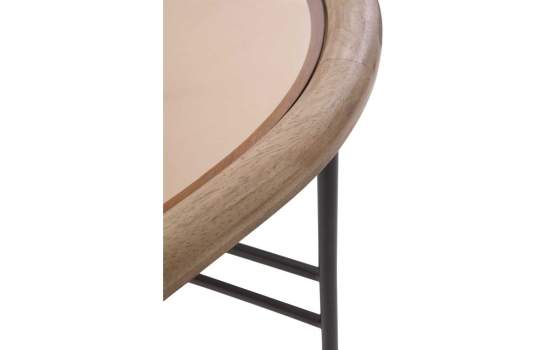 Mesa Centro Redonda Madera y Metal con Cristal - Serie Anlet