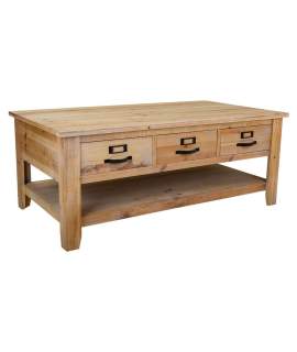 Mesa Centro Rustica 6 Cajones Color Natural Atisbet