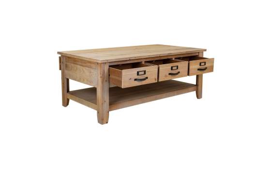 Mesa Centro Rustica 6 Cajones Color Natural Atisbet