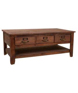 Mesa Centro Rustica 6 Cajones Color Nogal Serie Atisbet