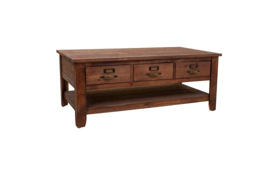 Mesa Centro Rustica 6 Cajones Color Nogal Serie Atisbet