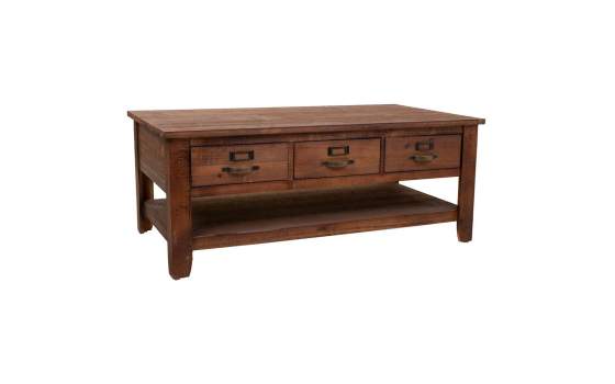 Mesa Centro Rustica 6 Cajones Color Nogal Serie Atisbet