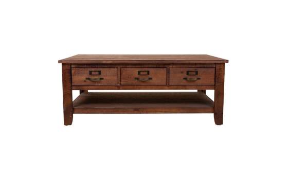 Mesa Centro Rustica 6 Cajones Color Nogal Serie Atisbet