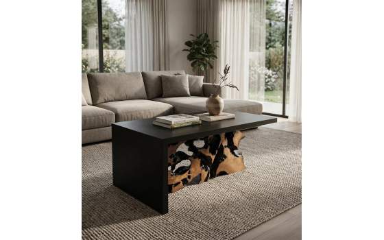 Mesa Centro Rustica Madera y Raiz de Teca - Serie Arceda