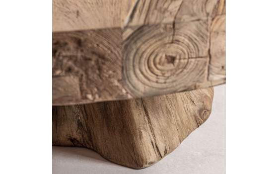 Mesa Centro Rustica Redonda Tronco de Teca Serie Aeddon