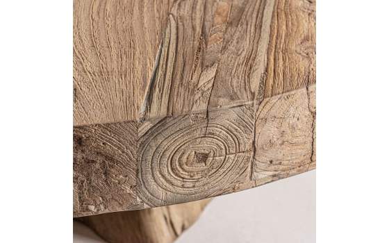 Mesa Centro Rustica Redonda Tronco de Teca Serie Aeddon