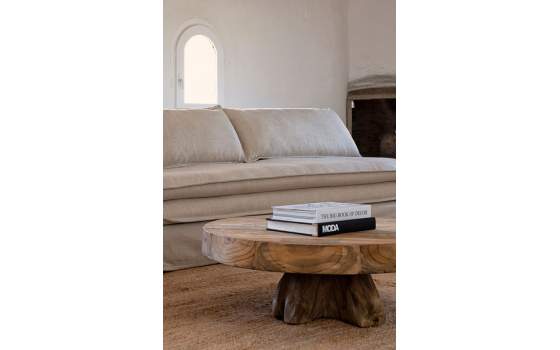 Mesa Centro Rustica Redonda Tronco de Teca Serie Aeddon